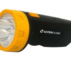 Фонарь LED 3827 (аккум. 220В черн./жел. 5 LED SLA пласт. коробка) Ultraflash