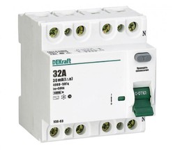 Выключатель дифференциального тока (УЗО) 4п 32А 30мА тип AC 6кА УЗО-03 SchE