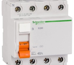 Выключатель дифференциального тока (УЗО) 4п 40А 30мА тип AC ВД63 Домовой SchE