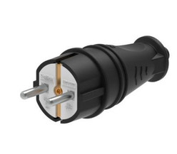 Вилка прямая каучук 2К+З 16А/250В IP44 Чёрная MultiSet