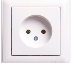 Розетка 1-м СП W59 16А IP20 без заземл. без защ. шторок в сборе бел. SchE
