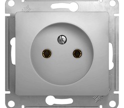 Механизм розетки 1-м СП Glossa 16А IP20 без заземл. алюм. SchE