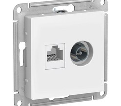 Механизм розетки 2-м ATLAS DESIGN комп. RJ45 кат.5E+TV бел. SchE