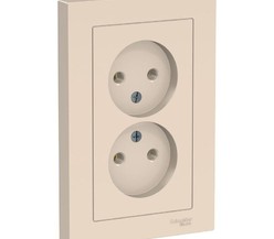 Розетка 2-м ATLAS DESIGN без заземл. 16А в сборе беж. SchE