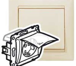 Механизм розетки 1-м СП Valena 2К+З IP44 с заземл. сл. кость (DIY-упак.) Leg