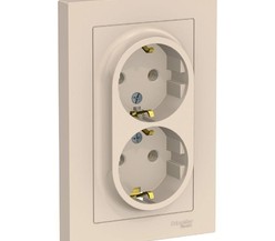 Розетка 2-м ATLAS DESIGN с заземл. 16А в сборе беж. SchE