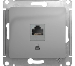 Механизм розетки комп. 1-м СП Glossa RJ45 CAT.5E алюм. SchE