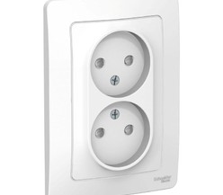 Розетка 2-м СП BLANCA 16А 250В защ. шторки без заземл. бел. SchE