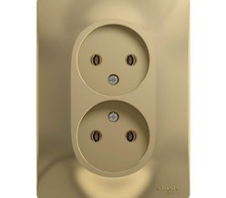 Розетка 2-м СП Glossa 16А IP20 без заземл. в сборе титан SchE