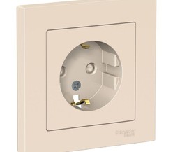 Розетка ATLAS DESIGN с заземл. защ. шторки 16А в сборе беж. SchE