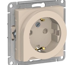 Механизм розетки 1-м СП ATLAS DESIGN с заземл. защ. шторки с выталк. 16А беж. SchE