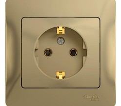 Розетка 1-м СП Glossa 16А с заземл. в сборе титан SchE