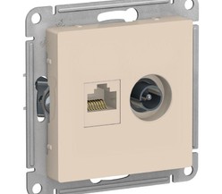 Механизм розетки 2-м ATLAS DESIGN комп. RJ45 кат.5E+TV беж. SchE