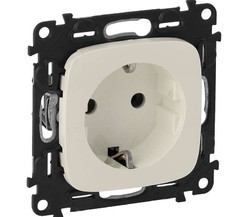Механизм розетки 1-м СП Valena Allure 16А IP20 250В 2К+З с лиц. панелью защ. шторки безвинт. зажимы сл. кость Leg