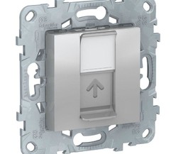 Механизм розетки компьютерная UNICA NEW RJ45 одиноч. кат.5е UTP алюм. SchE