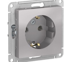Механизм розетки 1-м СП ATLAS DESIGN с заземл. 16А алюм. SchE