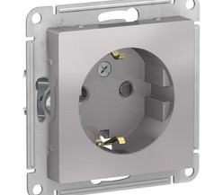 Механизм розетки 1-м СП ATLAS DESIGN с заземл. защ. шторки 16А алюм. SchE