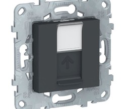 Механизм розетки компьютерная UNICA NEW RJ45 одиноч. кат.5е UTP антрацит SchE