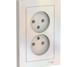 Розетка 2-м ATLAS DESIGN без заземл. 16А в сборе жемчуг SchE