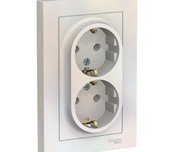 Розетка 2-м ATLAS DESIGN с заземл. 16А в сборе жемчуг SchE