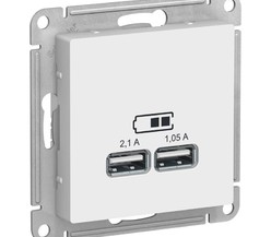Механизм розетки USB ATLAS DESIGN 5В 1порт х 2.1А 2порта х 1.05А бел. SchE