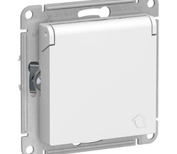 Механизм розетки 1-м СП ATLAS DESIGN с заземл. защ. шторки с крышкой 16А IP20 бел. SchE
