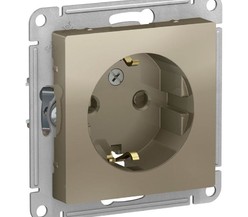 Механизм розетки 1-м СП ATLAS DESIGN с заземл. защ. шторки 16А шампань SchE