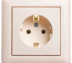 Розетка 1-м W59 16А без защ. шторок с заземл. сл. кость SchE