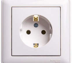 Розетка 1-м W59 16А без защ. шторок с заземл. бел. SchE