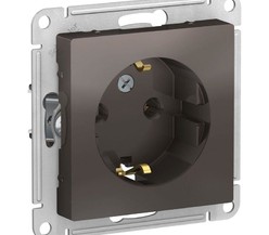 Механизм розетки 1-м СП ATLAS DESIGN с заземл. 16А мокко SchE