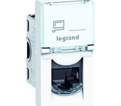 Механизм розетки информ. 1-м СП Mosaic 1мод. RJ45 CAT.5E UTP бел. Leg 0