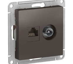 Механизм розетки 2-м ATLAS DESIGN комп. RJ45 кат.5E+TV мокко SchE