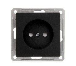 Механизм розетки 1-м СП W59 16А IP20 без заземл. защ. шторки черн. бархат SchE