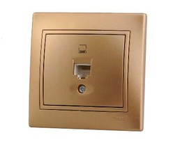 Розетка компьютерная 1-м СП Мира RJ45 метал. зол. Lezard