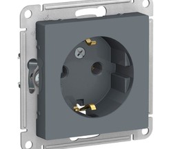 Механизм розетки 1-м СП ATLAS DESIGN с заземл. 16А грифель SchE