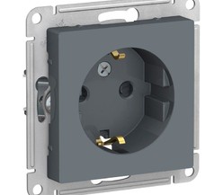 Механизм розетки 1-м СП ATLAS DESIGN с заземл. защ. шторки 16А грифель SchE