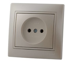 Розетка 1-м СП Мира 16А IP20 без заземл. керам. жемчуж. бел. перламутр LEZARD