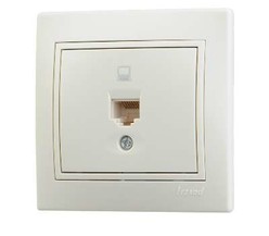 Розетка компьютерная 1-м СП Мира RJ45 крем/крем Lezard