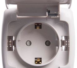 Розетка 1-м ОП Рондо 16А IP44 250В защ. шторки с заземл. бел. SchE