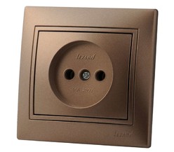Розетка 1-м СП Мира 16А IP20 без заземл. керам. свет. корич. перламутр LEZARD