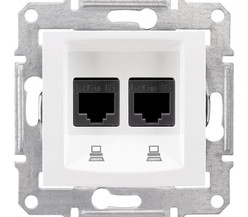 Механизм розетки комп. 1-м СП Sedna RJ45 + RJ45 бел. SchE