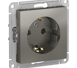 Механизм розетки 1-м СП ATLAS DESIGN с заземл. 16А сталь SchE