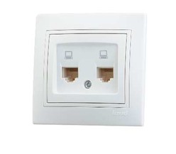 Розетка компьютерная 2-м СП Мира RJ45 бел./бел. Lezard