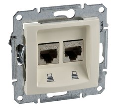 Механизм розетки комп. 1-м СП Sedna RJ45 + RJ45 беж. SchE