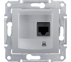 Механизм розетки комп. 1-м СП Sedna RJ45 алюм. SchE