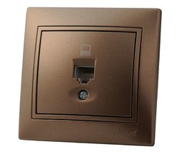 Розетка компьютерная 1-м СП Мира RJ45 свет. корич. перламутр Lezard