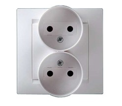 Розетка 2-м СП Simon15 16А IP20 без заземл. бел. Simon