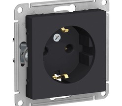 Механизм розетки 1-м СП ATLAS DESIGN с заземл. 16А карбон SchE