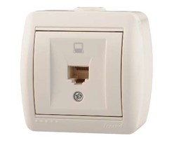 Розетка компьютерная 1-м ОП Ната RJ45 бел. Lezard