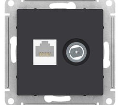Механизм розетки 2-м ATLAS DESIGN комп. RJ45 кат.5E+TV карбон SchE